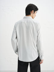 Men's Gray Embroidered Long-Sleeve Shirt