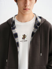 Men's Plaid Panel Zip-Up Hoodie