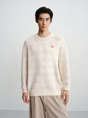 Men's Relaxed Allover Heart Jacquard Sweater