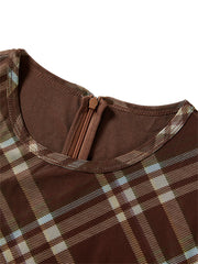 Women's Asymmetric Plaid Knit Dress