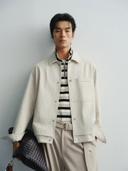 Men's Faux Suede Textured Jacquard Jacket