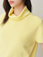 Women's Wool-Blend Drape-Neck Short-Sleeve Knit Top