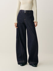 Women's Curved-Leg Jeans with Self Belt