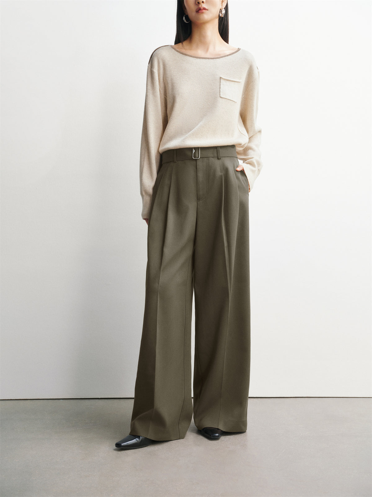 Women's High-Waist Wide-Leg Suit Trousers