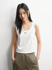 Women's Short U-Neck Embroidered Tank Top