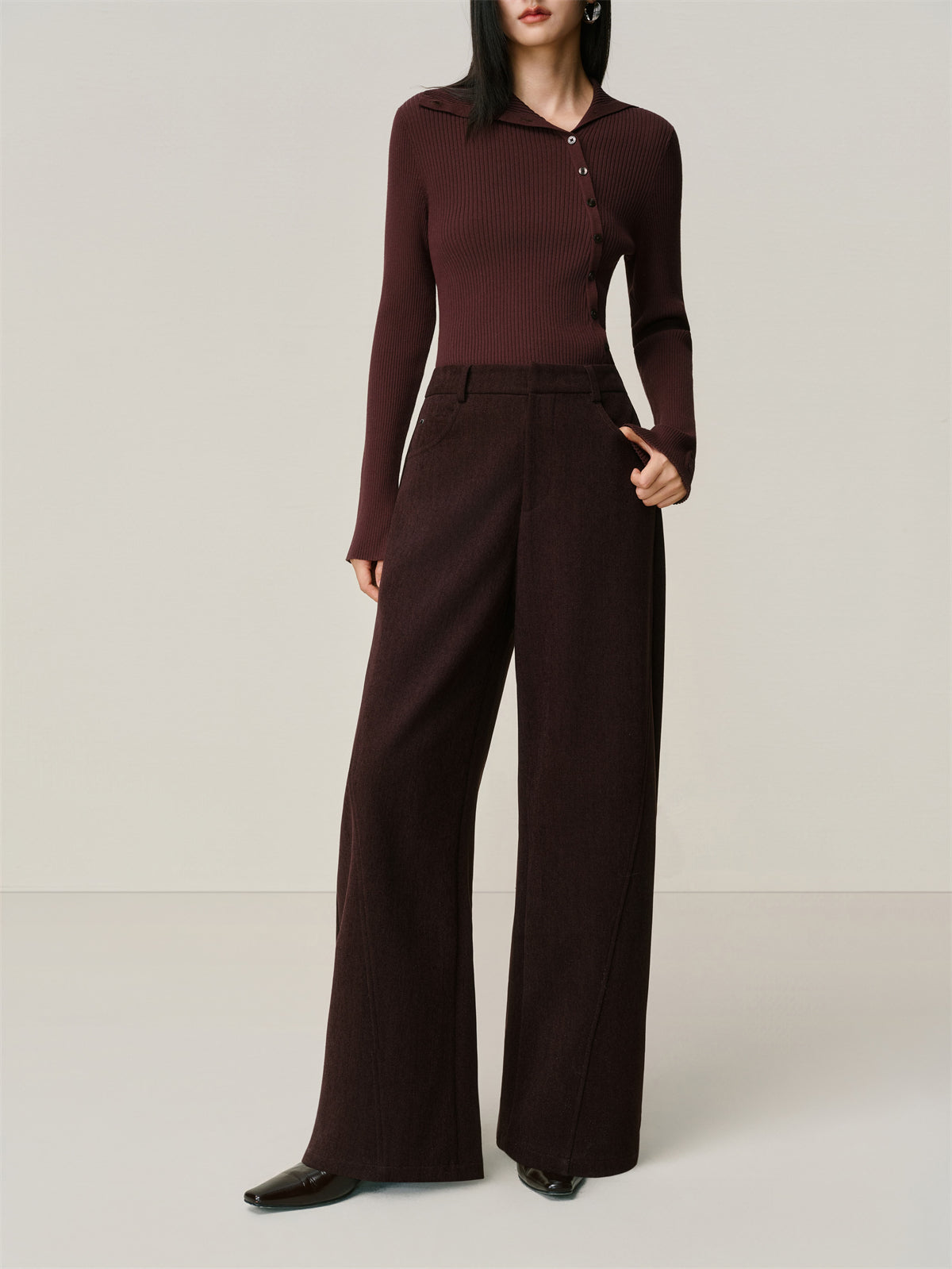 Women's Oversized Chenille Curved-Leg Pants