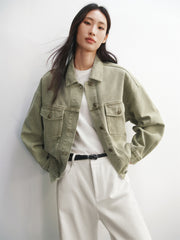 Women's Cropped Oversized Denim Jacket