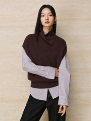 Women's Rabbit-Hair Blend Drape-Neck Modern Vest