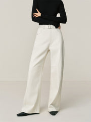 Women's Fleece-Lined Oversized Curved-Leg Jeans