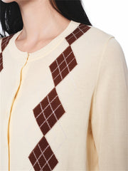 Women's Cable Knit Argyle Cardigan