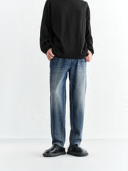 Men's Distressed Tapered Jeans with Pocket Detail