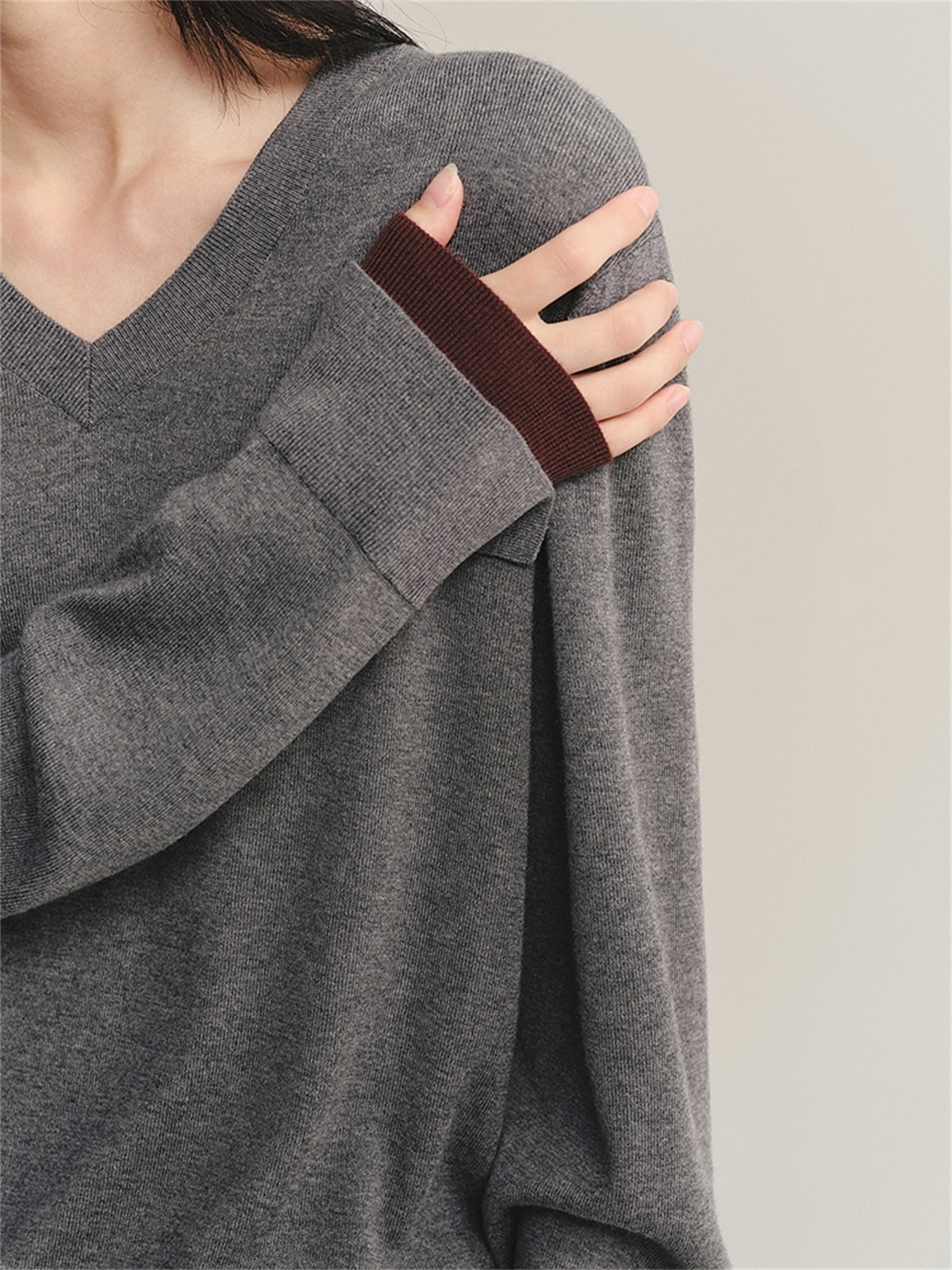 Women's Detachable V-Neck Wool-Blend Sweater