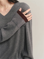Women's Detachable V-Neck Wool-Blend Sweater