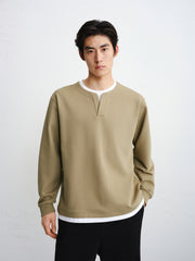 Men's Contrast Layered-Look Henley T-Shirt