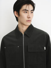 Men's Faux Suede Patch-Pocket Commuter Jacket