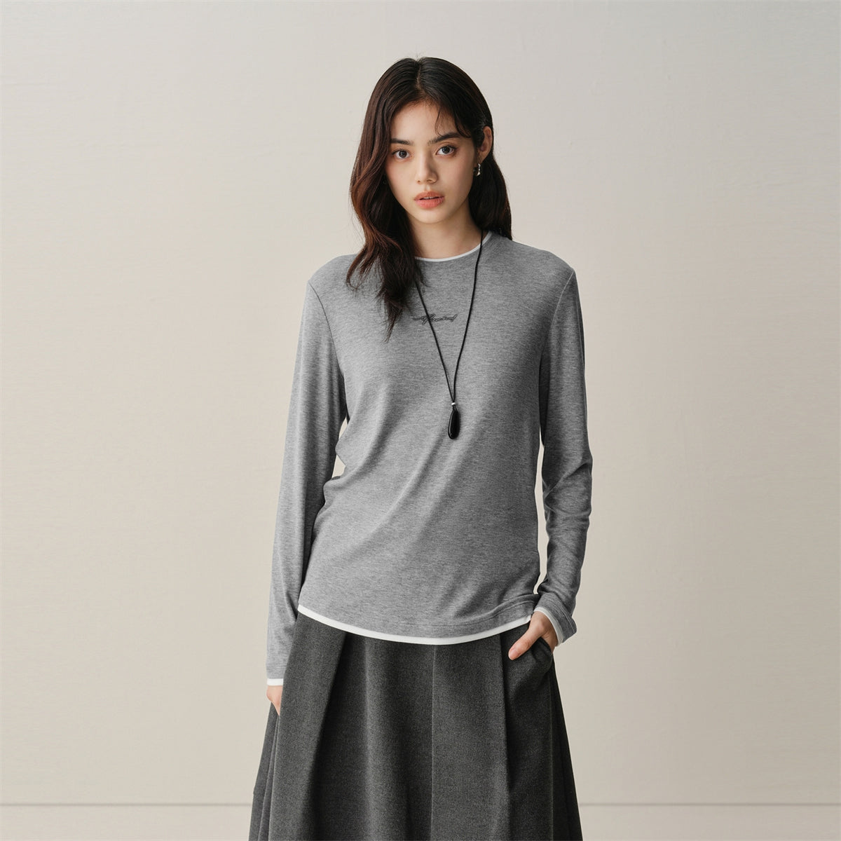 Men's Contrast Layered-Look Long-Sleeve T-Shirt