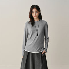 Men's Contrast Layered-Look Long-Sleeve T-Shirt