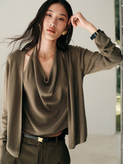 Women's Halter-Neck Layered-Look Knit Top