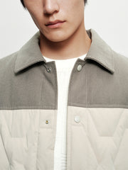 Men's Down Jacket with Corduroy Panels