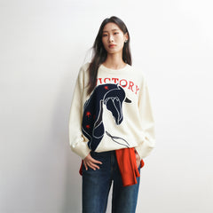 Women's Oversized Embroidered Jacquard Sweater