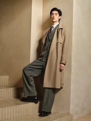 Men's Long Oversized Wool Trench Coat