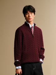 Men's Half-Zip Cable-Knit Sweater