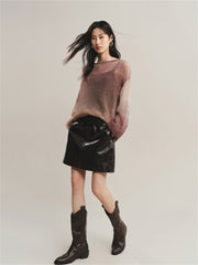 Women's Ombre Mohair Lantern-Sleeve Sweater