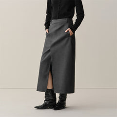 Women's Asymmetric-Slit Midi Skirt