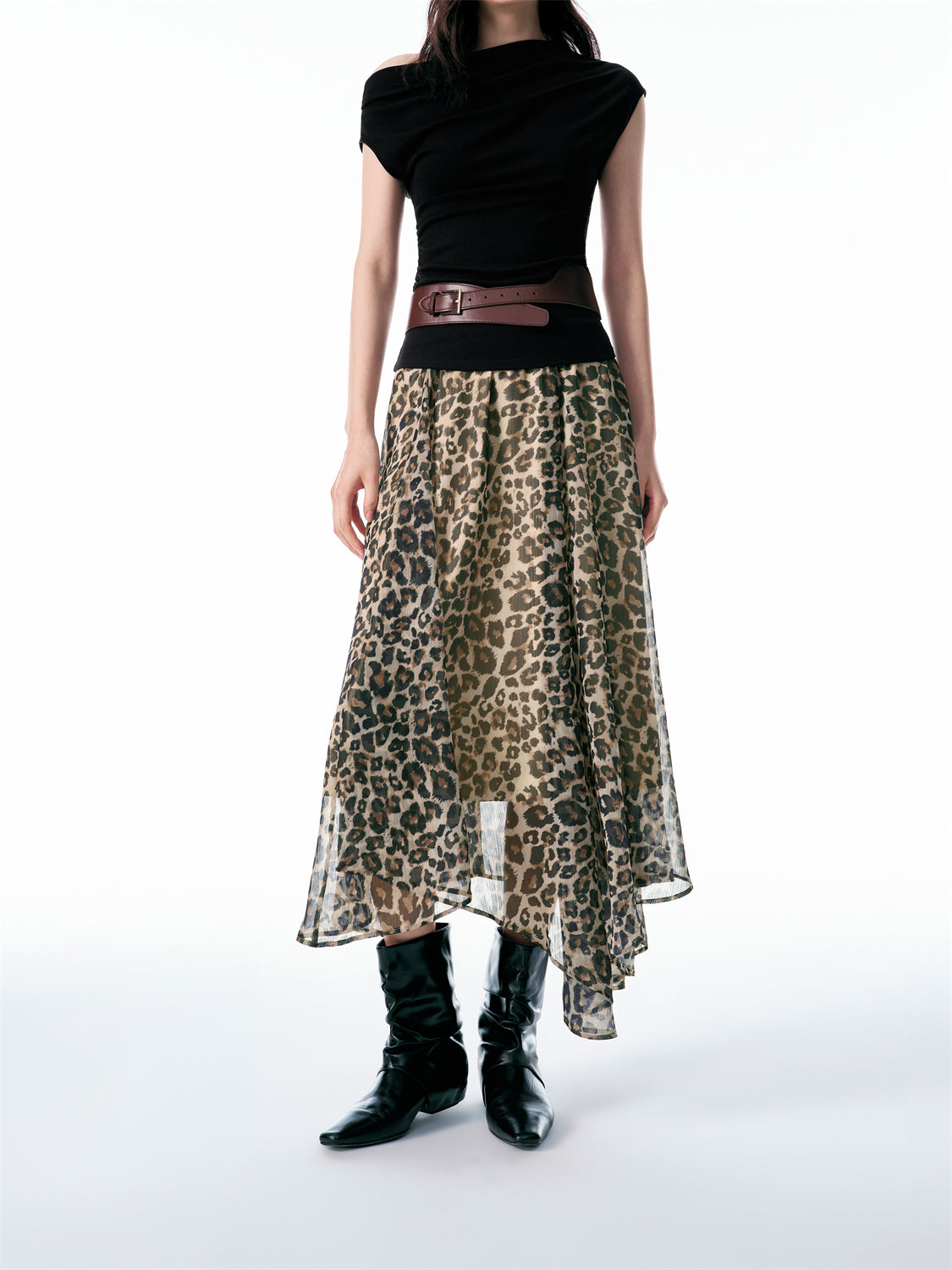 Women's Asymmetric Leopard-Print Skirt