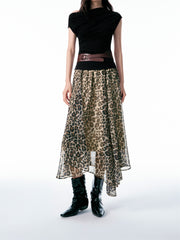 Women's Asymmetric Leopard-Print Skirt