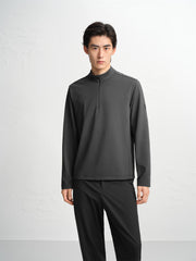 Men's Embroidered Half-Zip Fleece-Lined Sweatshirt