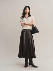 Women's Contrast Collar Jacquard Knit Top