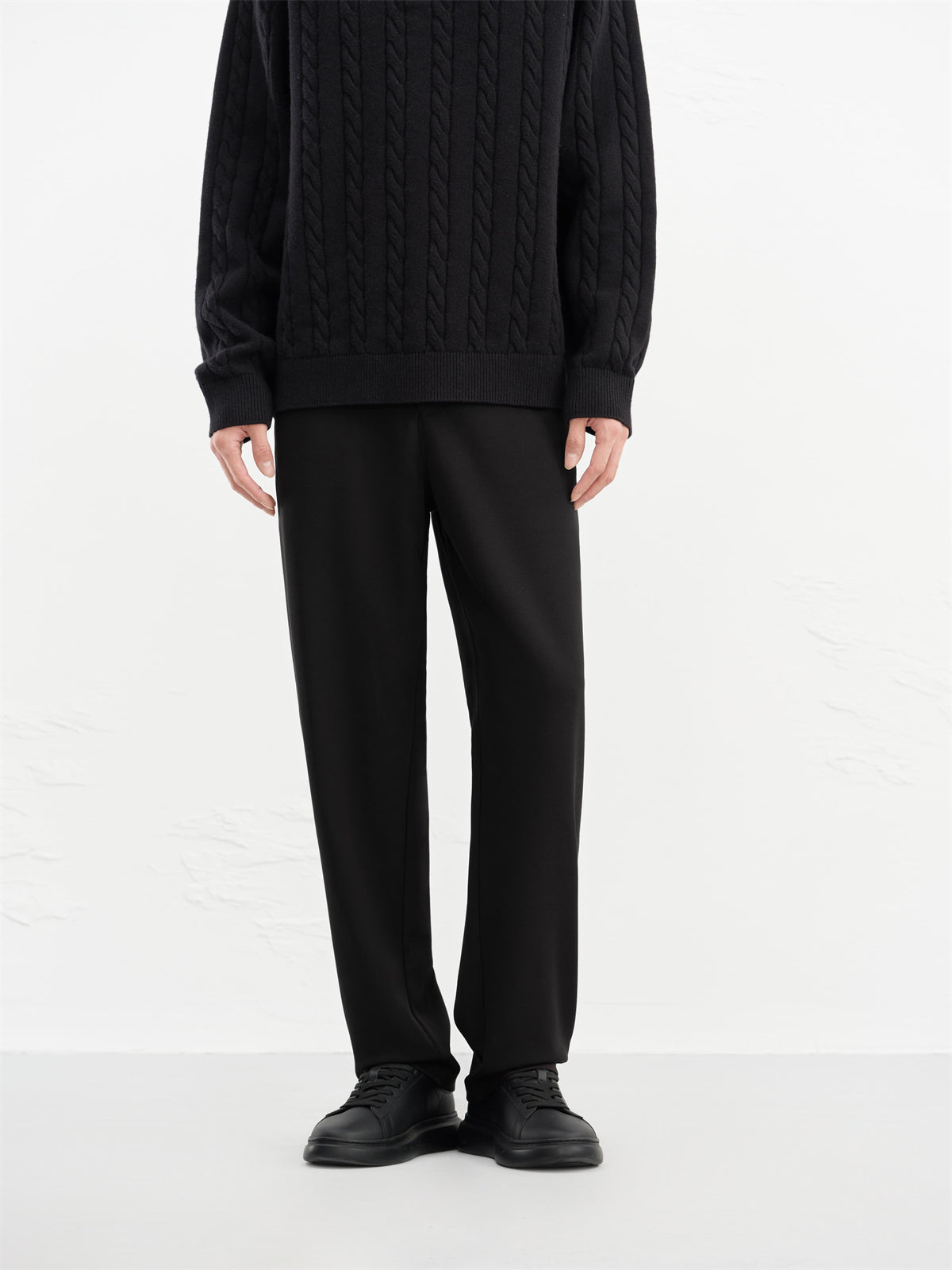 Men's Elastic-Waist Straight-Leg Dress Trousers