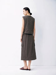 Women's Casual Tank Top and Cargo Skirt Set