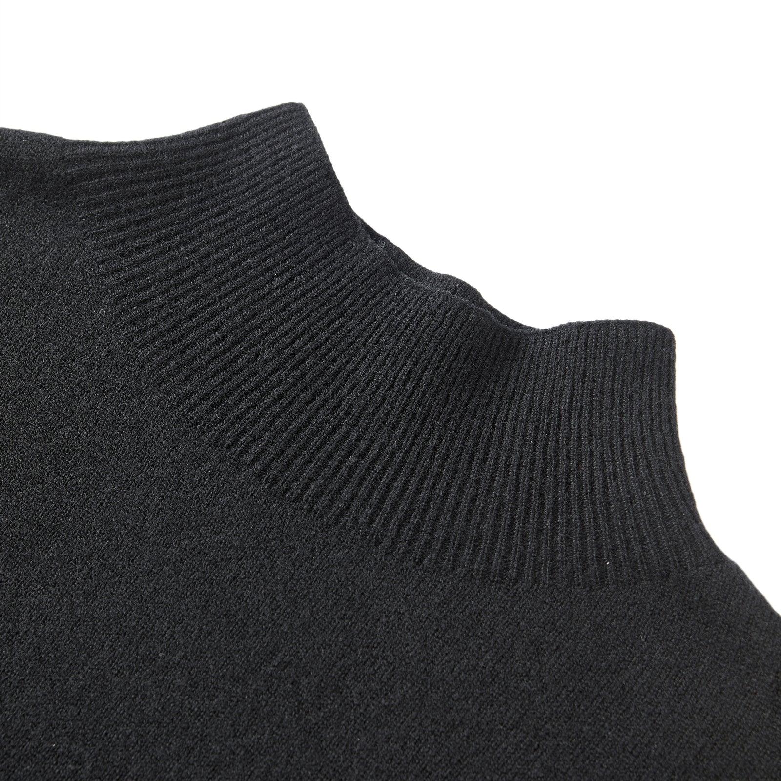 Women's Black Loose Fit Wool Pullover