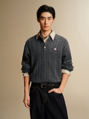 Men's Cable-Knit Henley Sweater