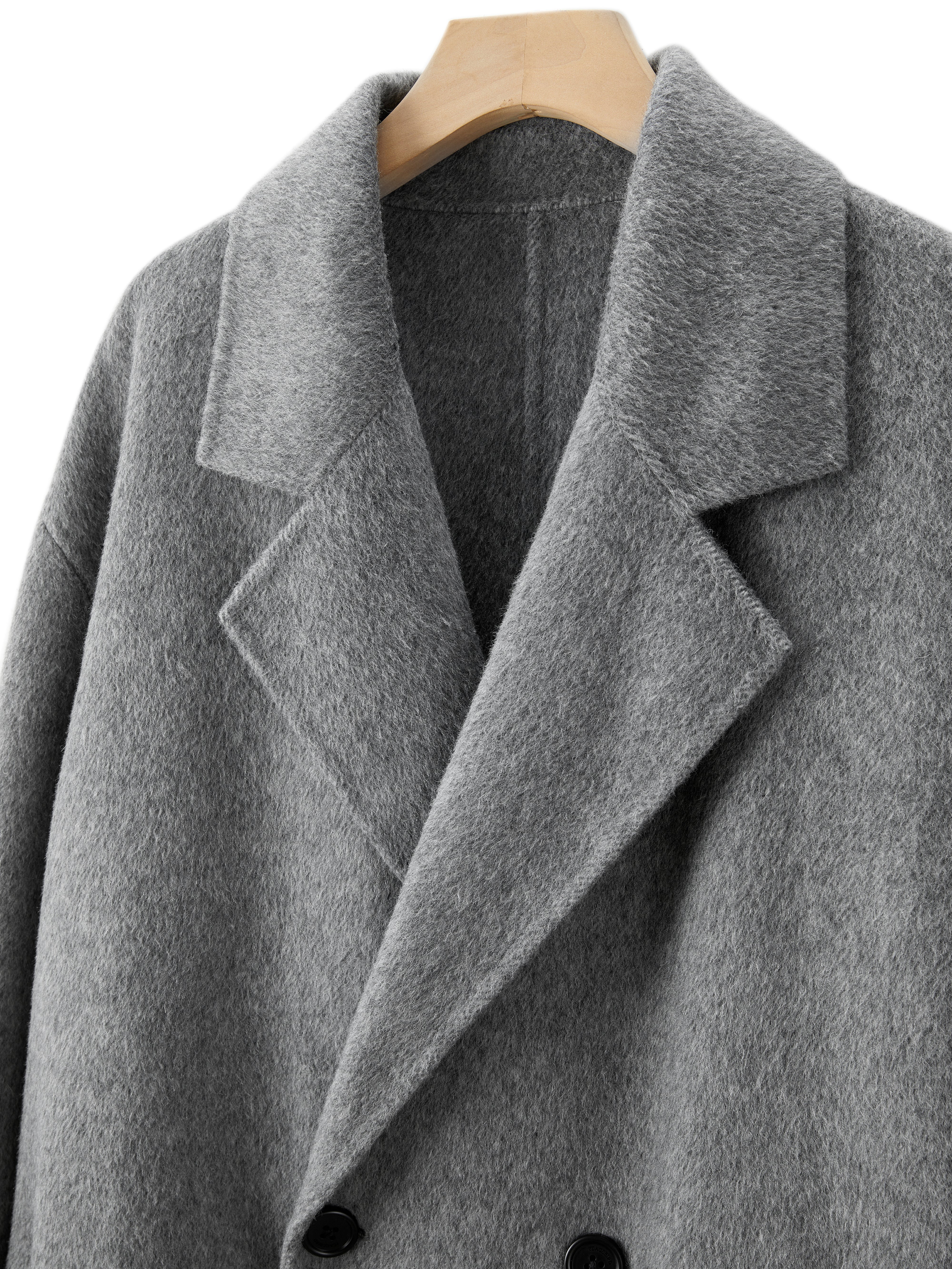 Men's Oatmeal Double-Breasted Pocket Wool Coat