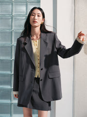 Women's Paneled Stripe Blazer with Detachable Cuffs