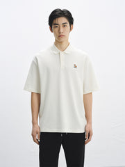 Men's Loose Solid Polo Shirt with Chest Embroidery
