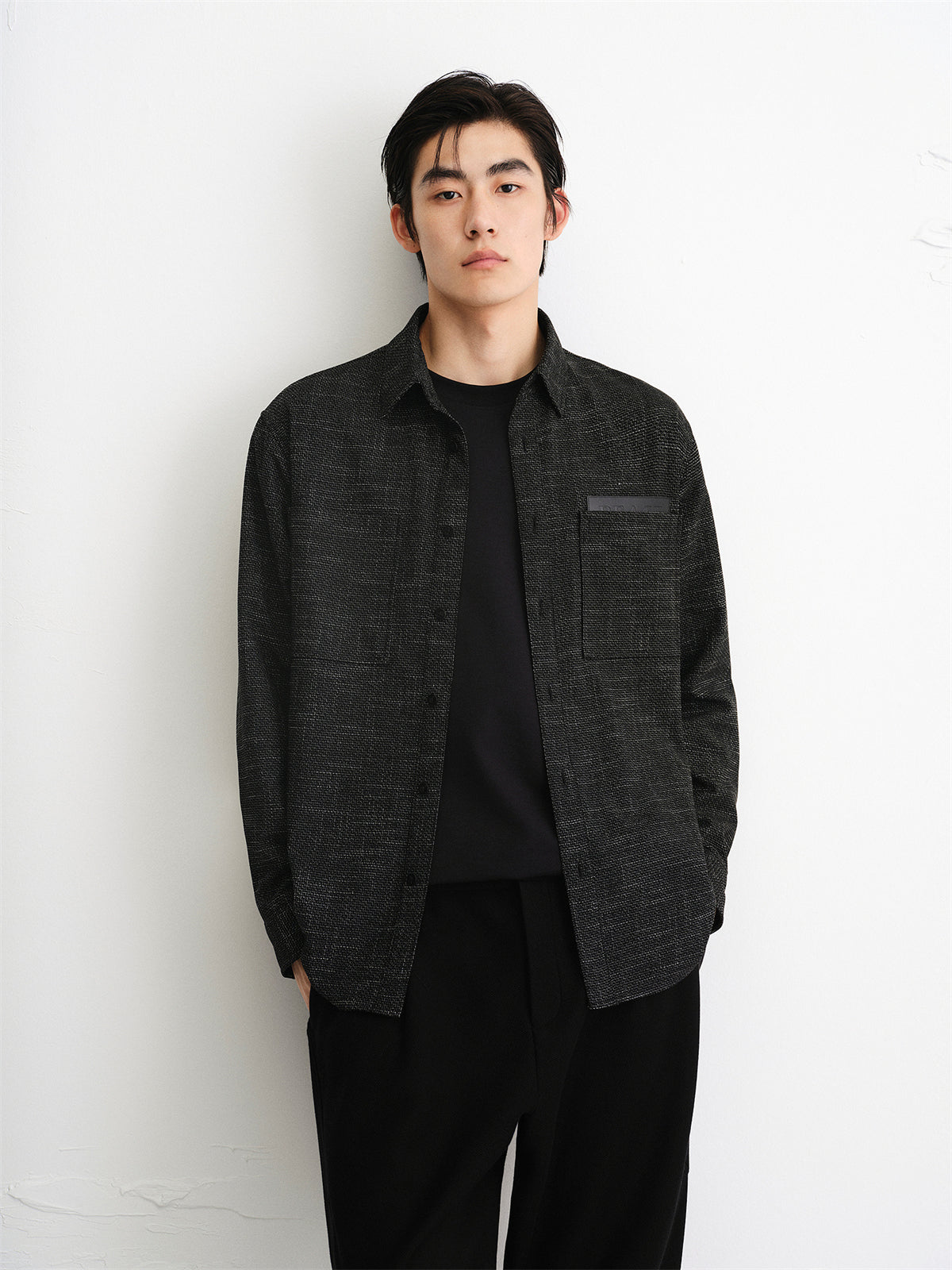 Men's Tweed-Inspired Brushed Yarn-Dyed Shirt