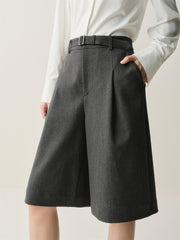 Women's Gray Wide-Leg Tailored Shorts