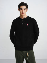 Men's Cable-Knit Henley Sweater