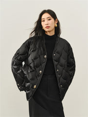 Women's Oversized Down Shirt with Detachable Scarf