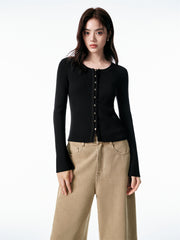 Women's Slim-Fit U-Neck Knit Cardigan