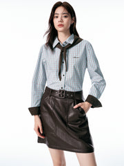 Women's Plaid Shirt with Detachable Cape