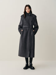 Women's Double-Breasted Trench-Style Cashmere Coat