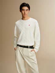 Men's Solid Cable-Knit Crewneck Sweater