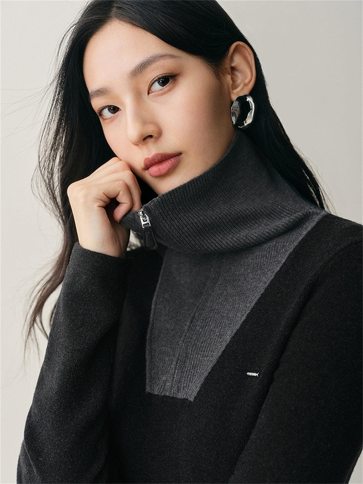 Women's Wool-Blend Wide-Lapel Knit Pullover