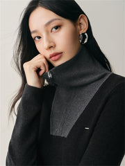 Women's Wool-Blend Wide-Lapel Knit Pullover