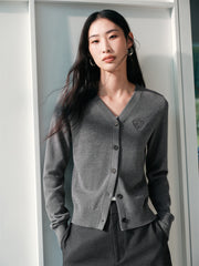 Women's Short V-Neck Embroidered Cardigan